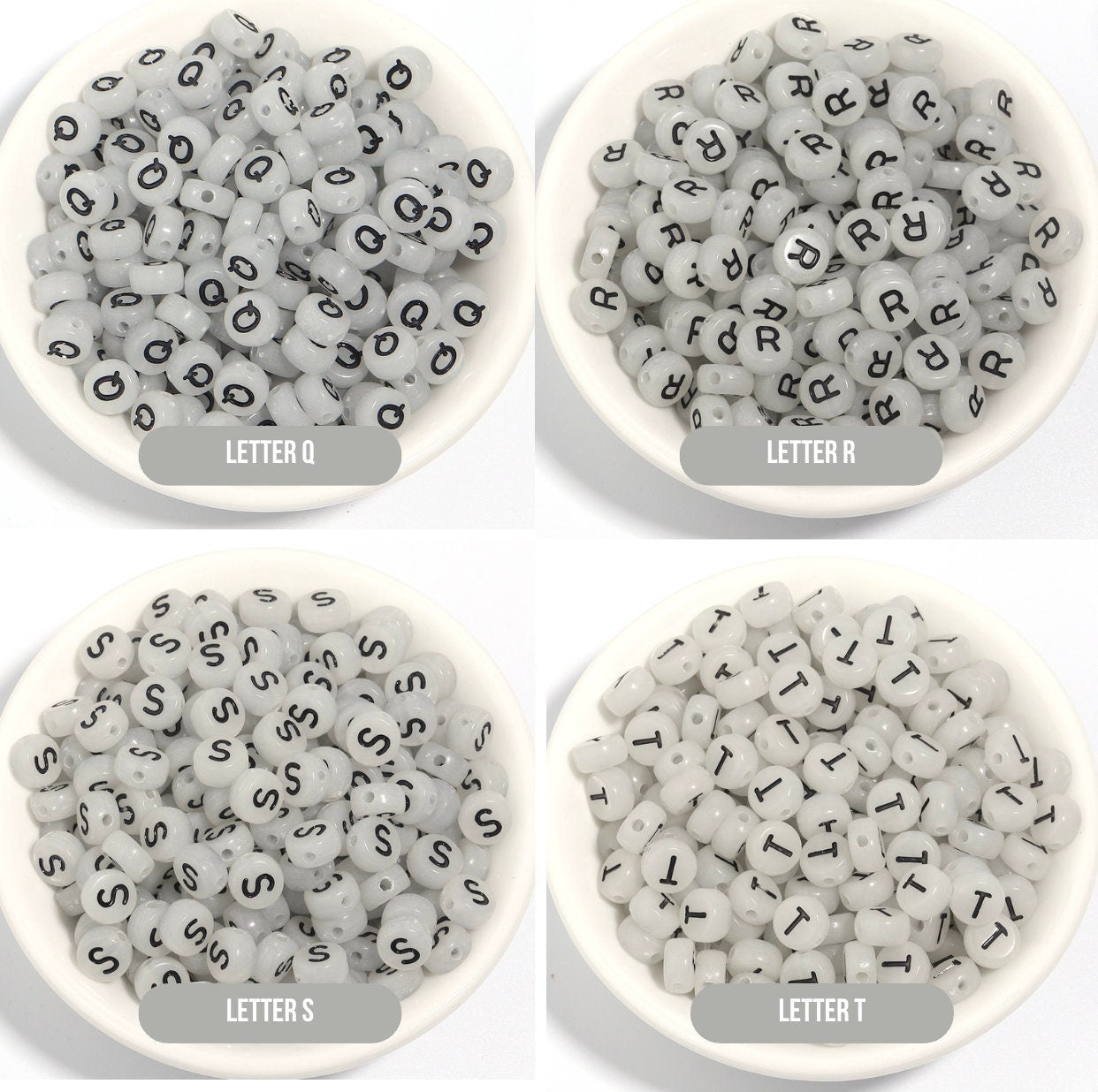 Glow-in-Dark BLACK Letter A-Z Individual Alphabet Beads (7MM)