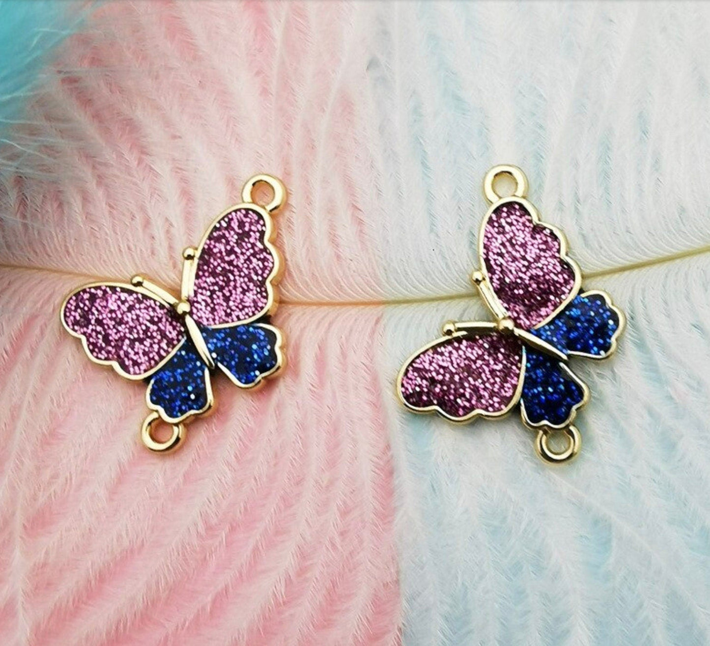 Glitter Butterfly Enamel Charm (14mm x 22mm)