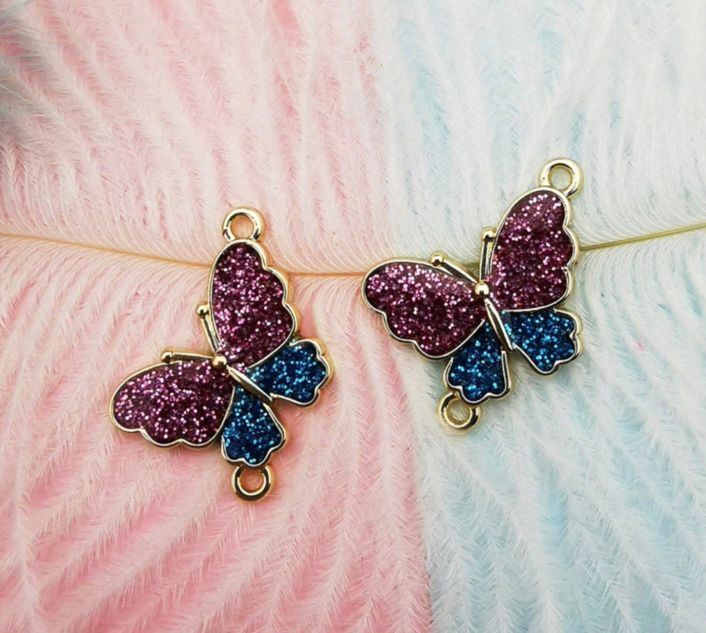 Glitter Butterfly Enamel Charm (14mm x 22mm)