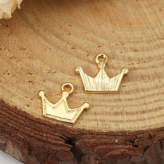 Gold Crown 18K Gold Plated Charm (10MM x 8MM) Style Pendant