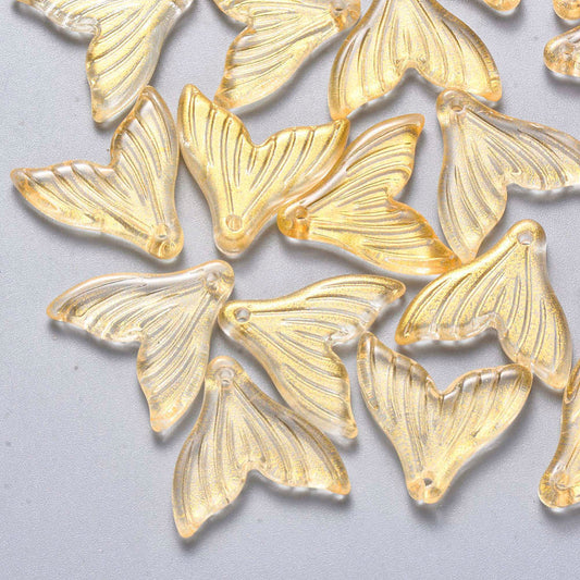 15MM Gold Glitter Mermaid Tail Colored Glass Charm