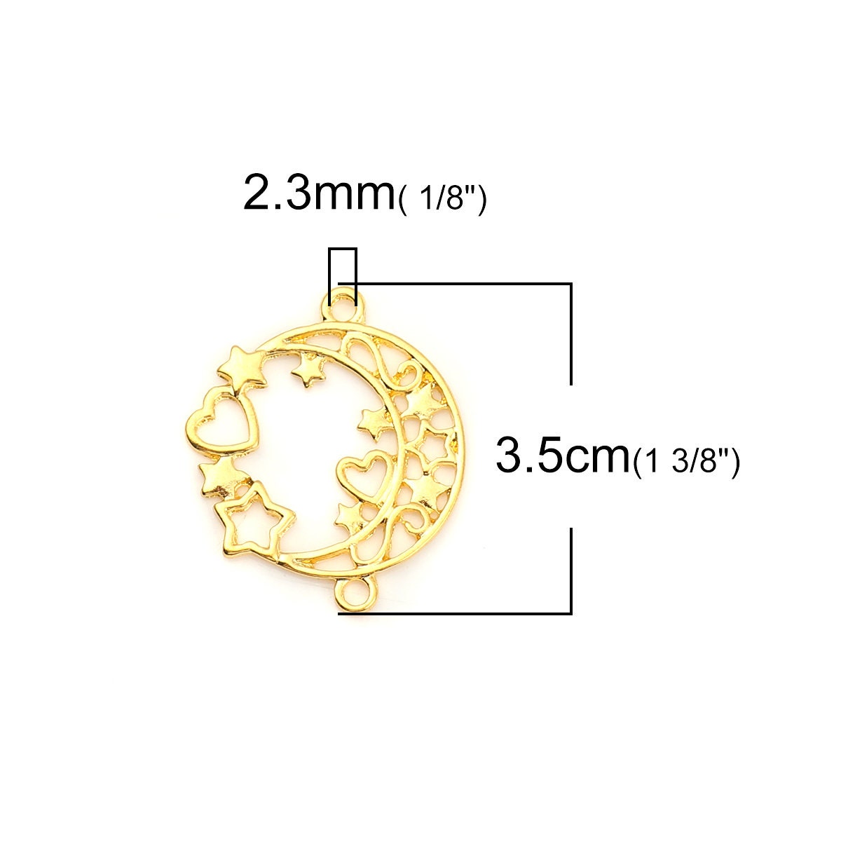 Gold Half Moon with Stars Open Back Bezel Frame