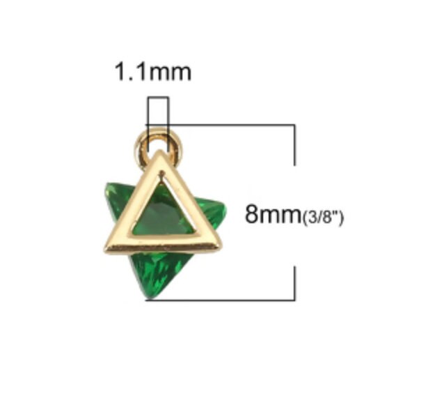 Green Triangle Cubic Zirconia 18K Gold Plated Charm (8MM x 6MM) Style Pendant