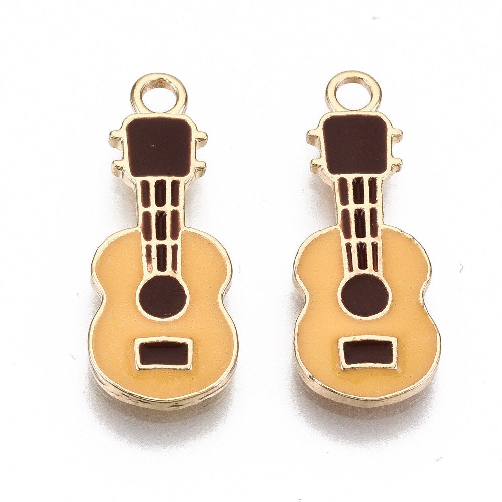 Guitar Enamel Charm (23mm x 9mm x 2mm, Hole: 2mm)