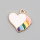 Heart Rainbow Enamel Alloy Charm Style Pendant (18mm x18mm, Hole: 1.9mm)