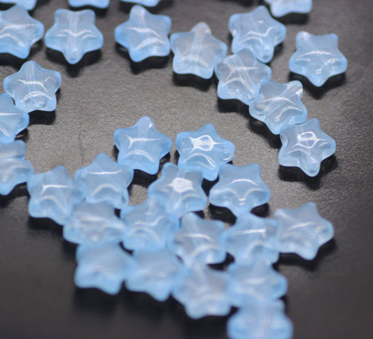 Jelly Blue Spray Painted Glass Star Beads (8mm x 8.5mm x 4mm) AB5