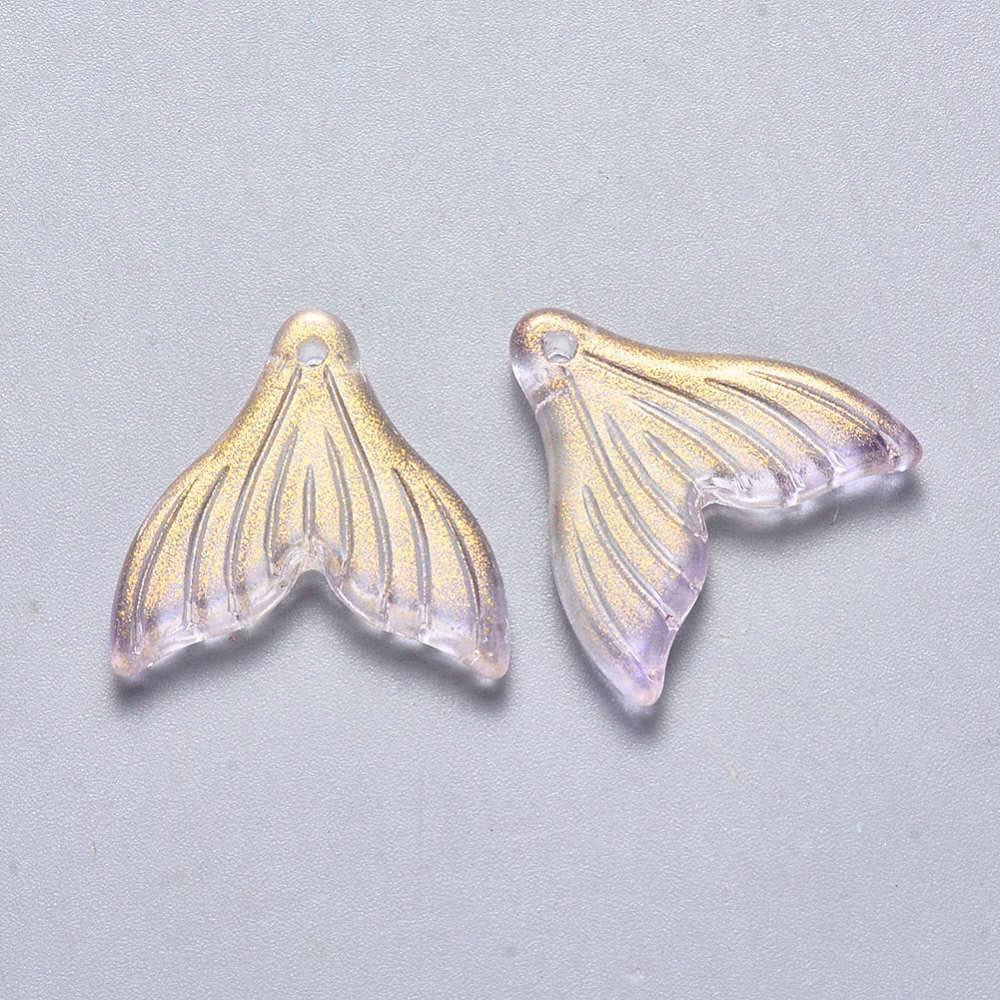 19.5MM Lilac Gold Mermaid Tail Colored Glass Charm