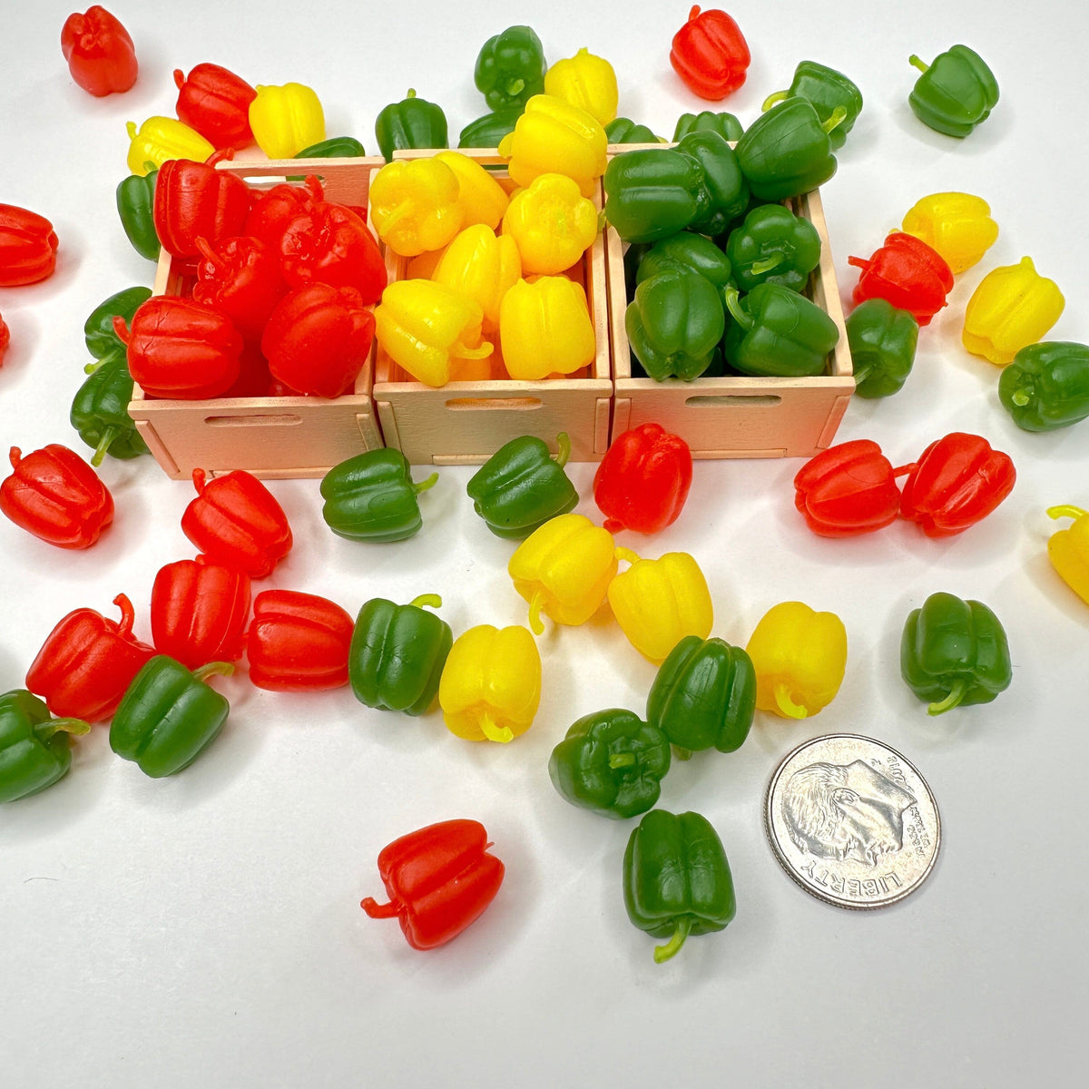 FAKE Mixed Color Bell Pepper, Vegetable Theme Cabochons (No Eyepins) 1.5CM x 1CM