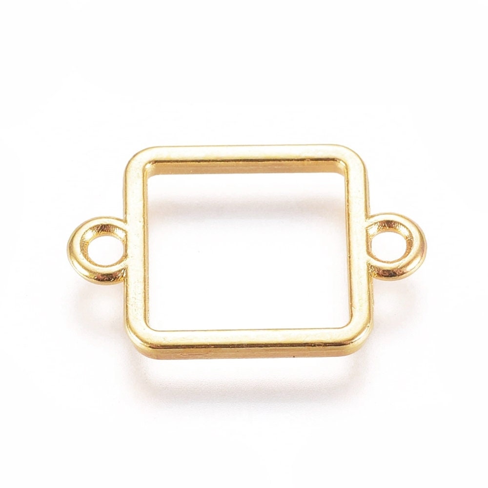 Open Back Bezel Connector Square Charm