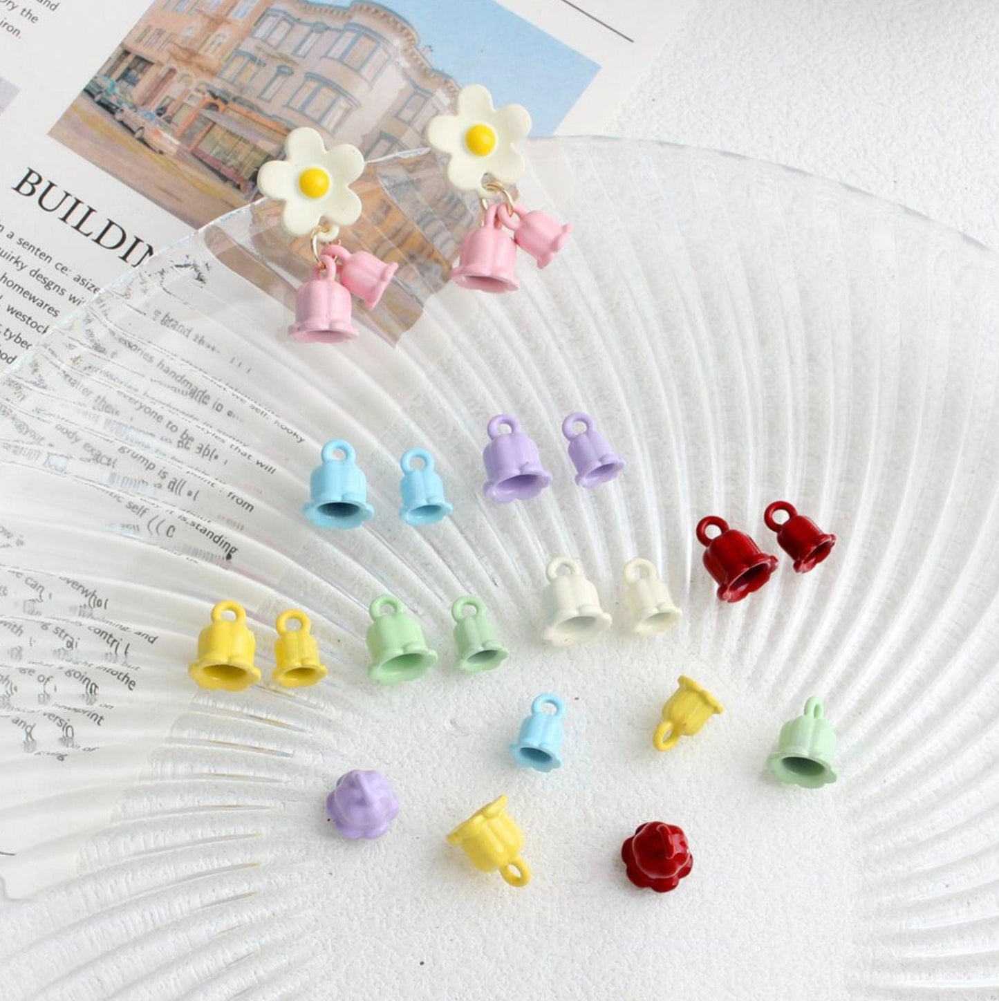 Pastel Alloy Flower Bell Charm (Small or Large)