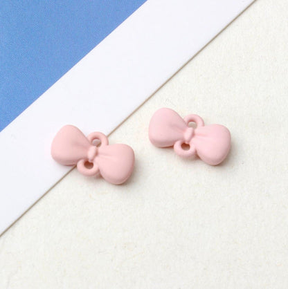 Pastel Alloy Enamel Bows with Two Links  (7mm x 12mm)