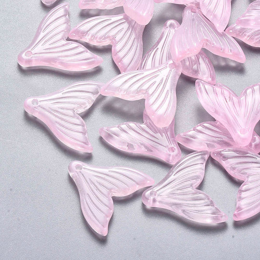 19.5MM Pearl Pink Mermaid Tail Spray Painted Colored Glass Charm