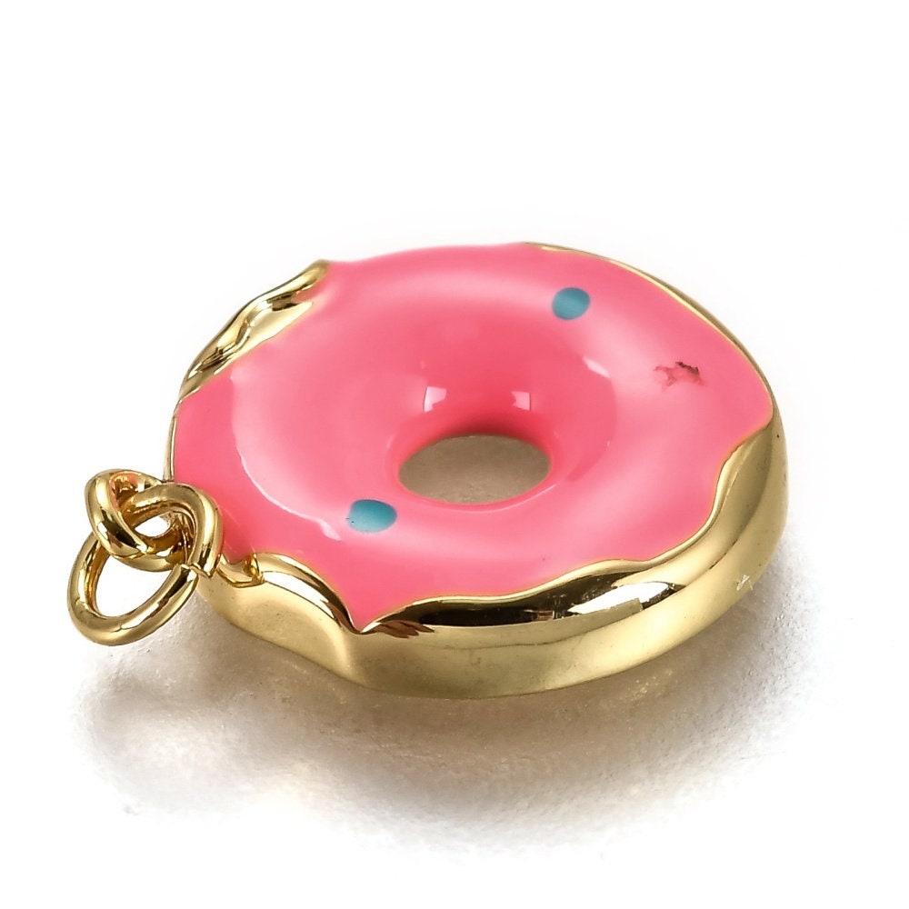 Pink Donut 18K Gold Plated Charm (15MM x 13MM) Style Pendant