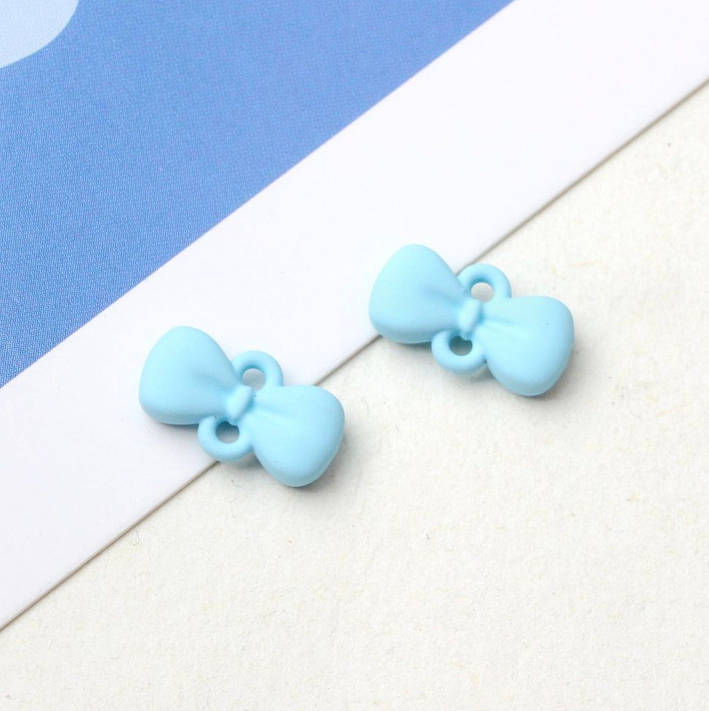 Pastel Alloy Enamel Bows with Two Links  (7mm x 12mm)