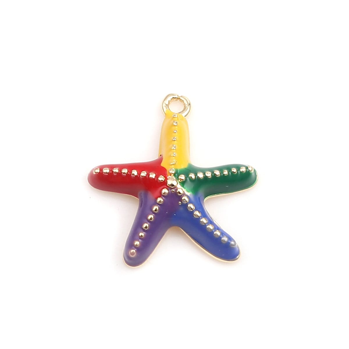 Rainbow Starfish Ocean Animal 18K GOLD PLATED  Charm (14MM x 13MM) Style Pendant