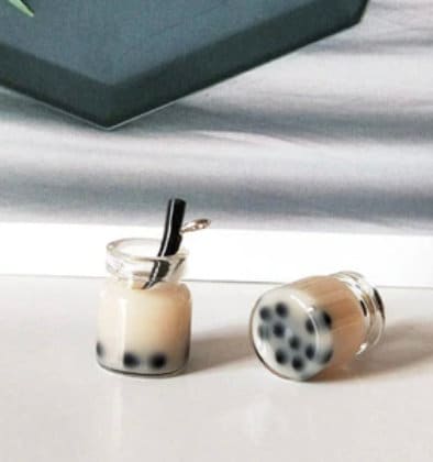 Resin Mini Sized Bubble Tea Bottle Charm with Eye Pin (11mm x 22mm)