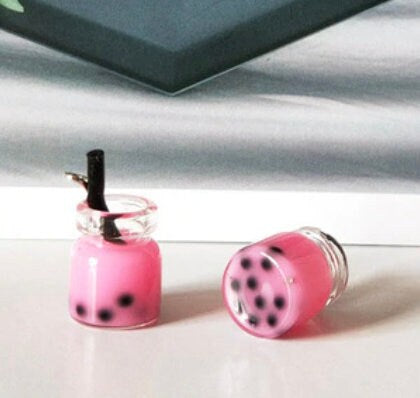 Resin Mini Sized Bubble Tea Bottle Charm with Eye Pin (11mm x 22mm)