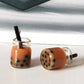 Resin Mini Sized Bubble Tea Bottle Charm with Eye Pin (11mm x 22mm)