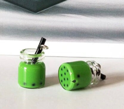 Resin Mini Sized Bubble Tea Bottle Charm with Eye Pin (11mm x 22mm)