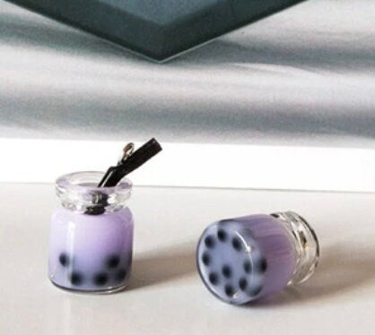 Resin Mini Sized Bubble Tea Bottle Charm with Eye Pin (11mm x 22mm)