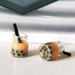 Resin Mini Sized Bubble Tea Bottle Charm with Eye Pin (11mm x 22mm)