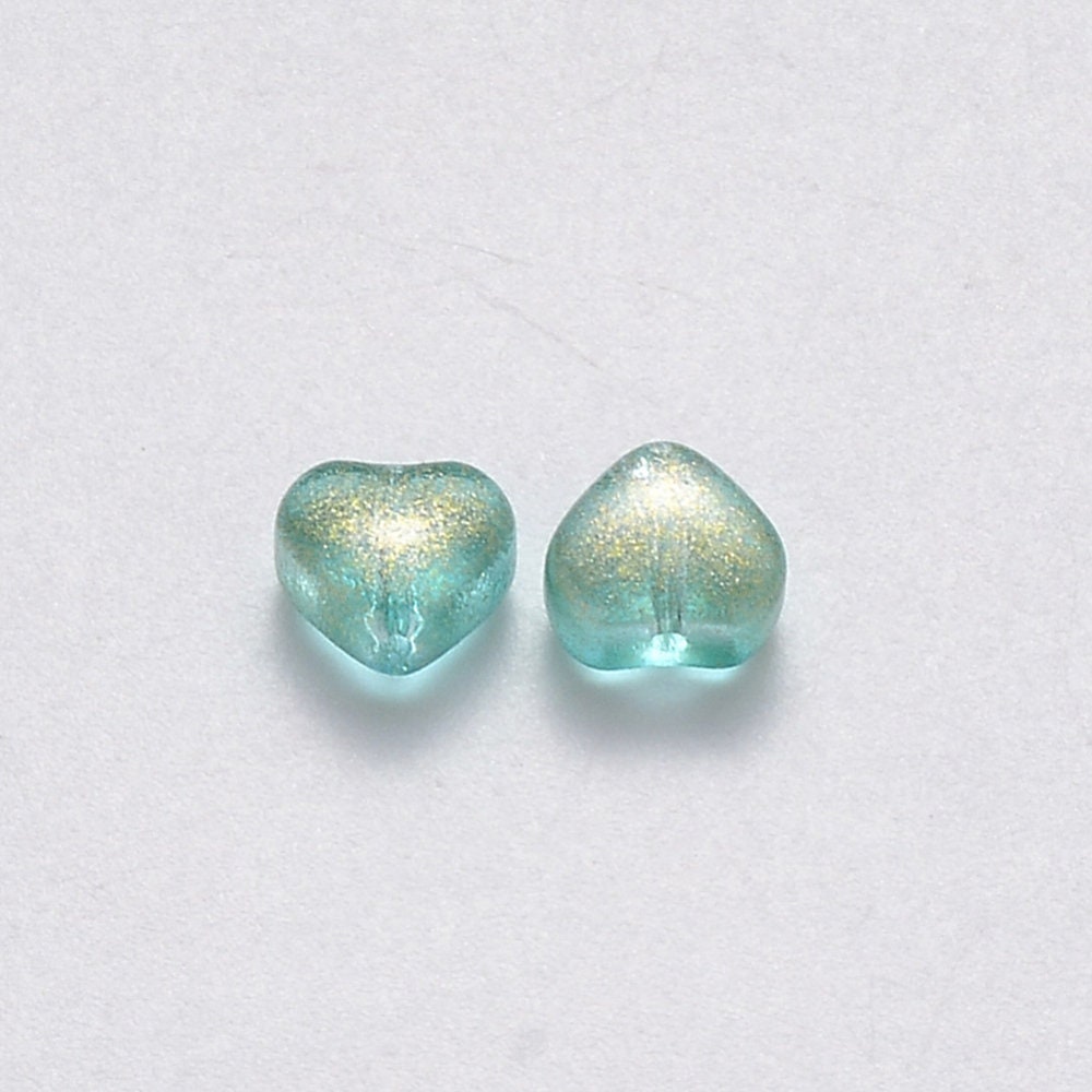 6MM Sea Green Colored Glass Heart Beads B05