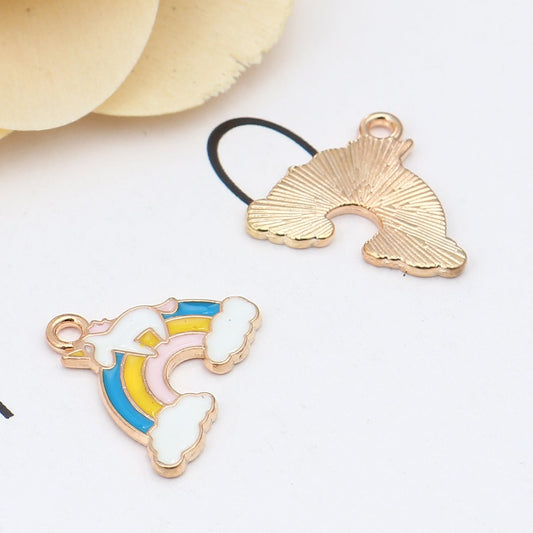Unicorn on a Rainbow Enamel Zinc Alloy Charm (20mm x 17mm, Hole: 2mm)