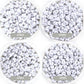 SILVER Letter A-Z Alphabet Individual Beads, White with Silver Letters (7MM)