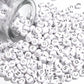 SILVER Letter A-Z Alphabet Individual Beads, White with Silver Letters (7MM)