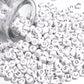 SILVER Letter A-Z Alphabet Individual Beads, White with Silver Letters (7MM)