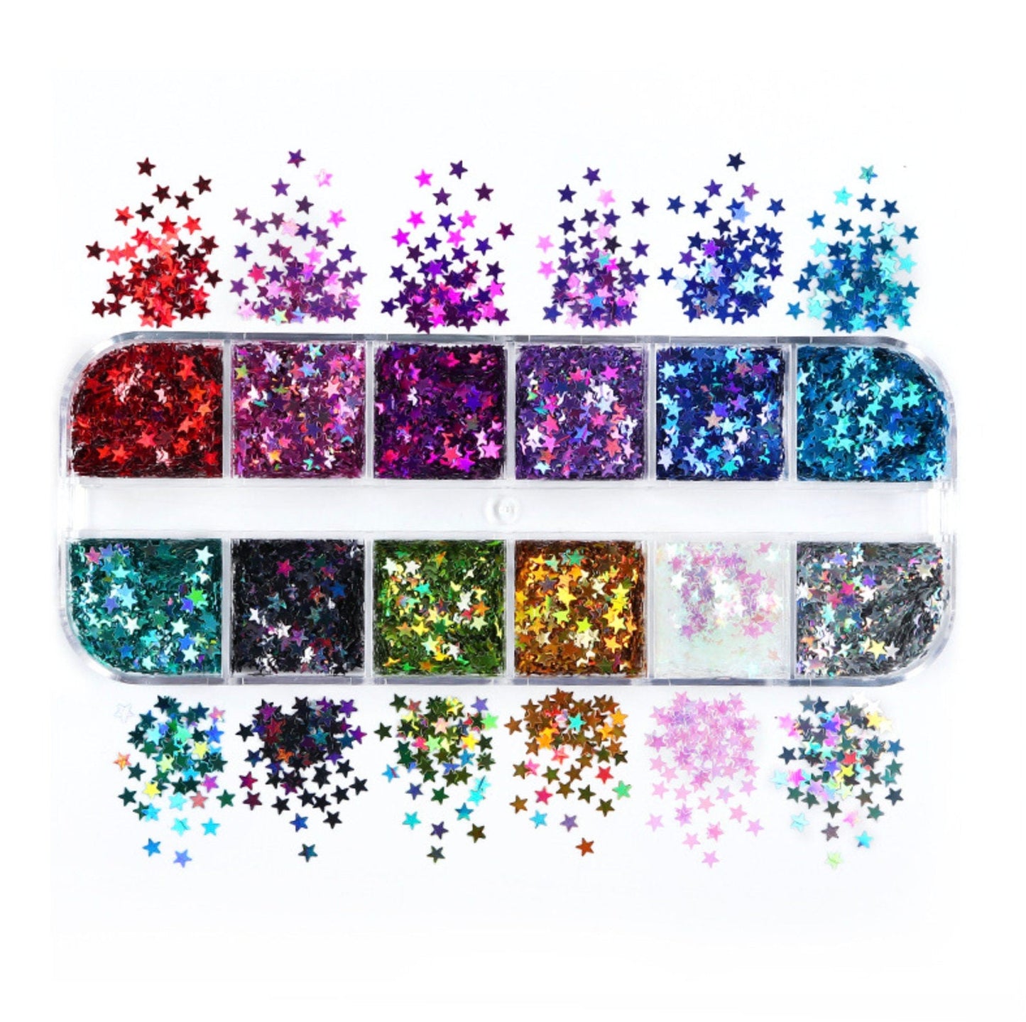 12 Color 3MM Star Glitter Flake Set for Nail Art, DIY