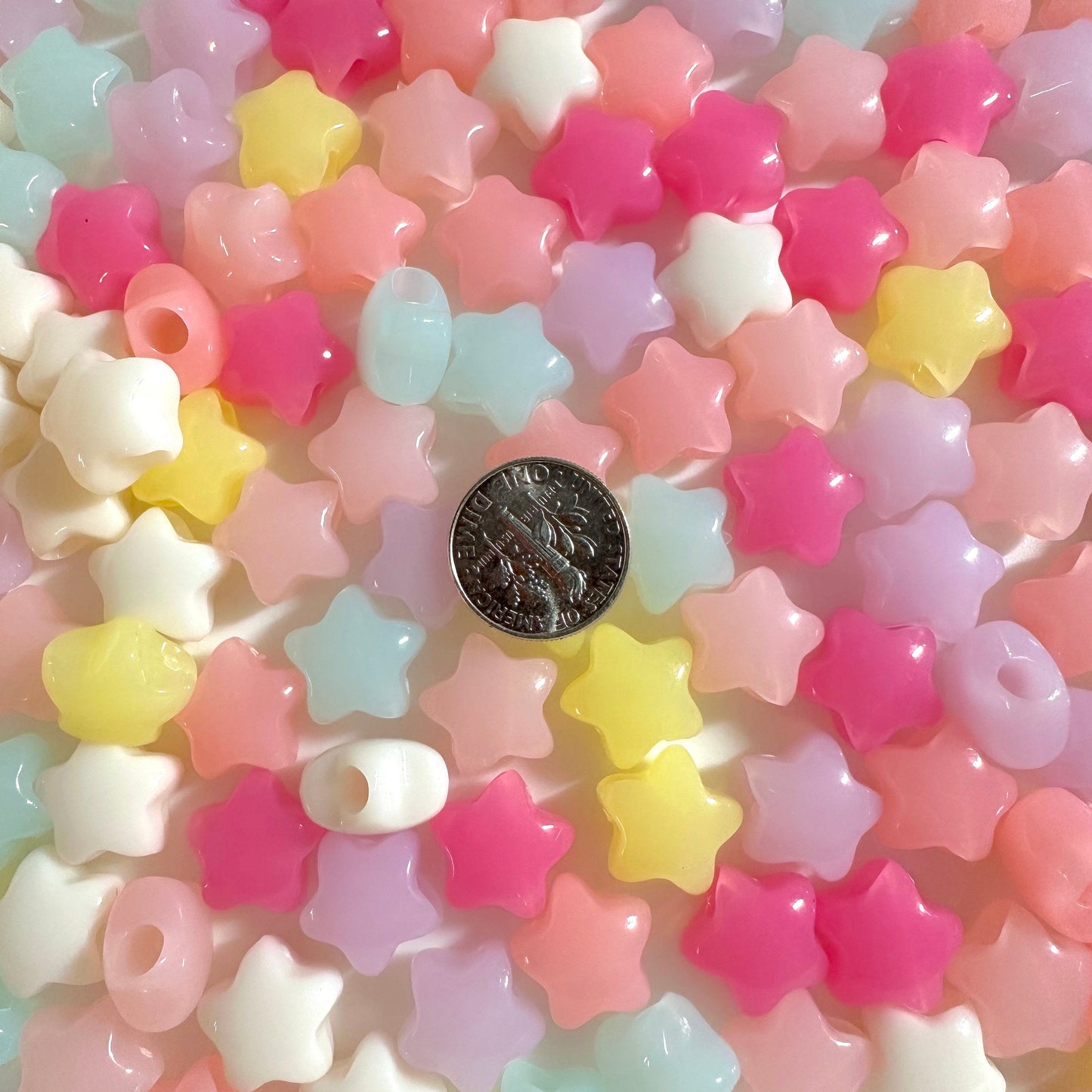 Chunky 14MM Pastel Jelly Puffy Star Acrylic Spacer Beads