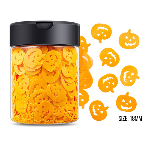 18MM Jack-O-Lantern Pumpkin, Halloween Themed Glitter Confetti Pieces (5G/10G)