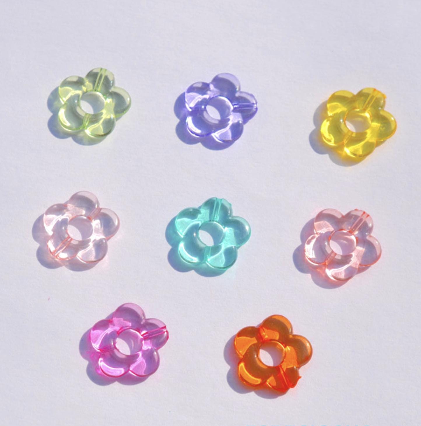 19MM Mixed Color Transparent Flower Themed Acrylic Flower Bead