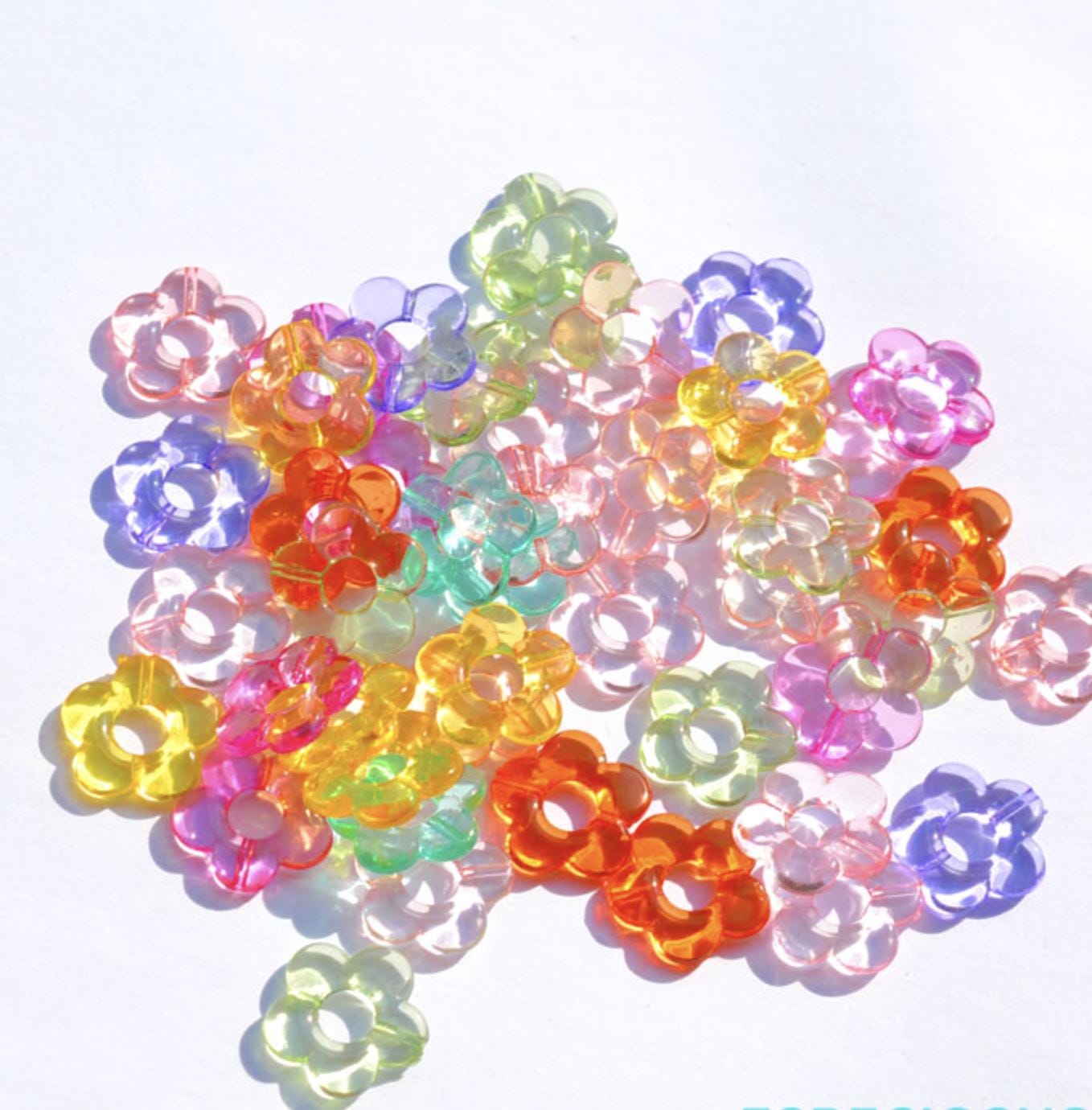 19MM Mixed Color Transparent Flower Themed Acrylic Flower Bead