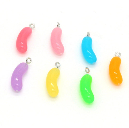 20MM x 6.5MM Jelly Bean, Food Themed Resin Charms