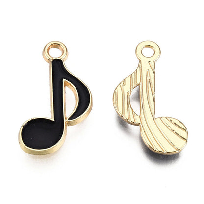 20MM x 12MM Music Note (Gold, Silver in Black, White or Pink) Enamel Charm