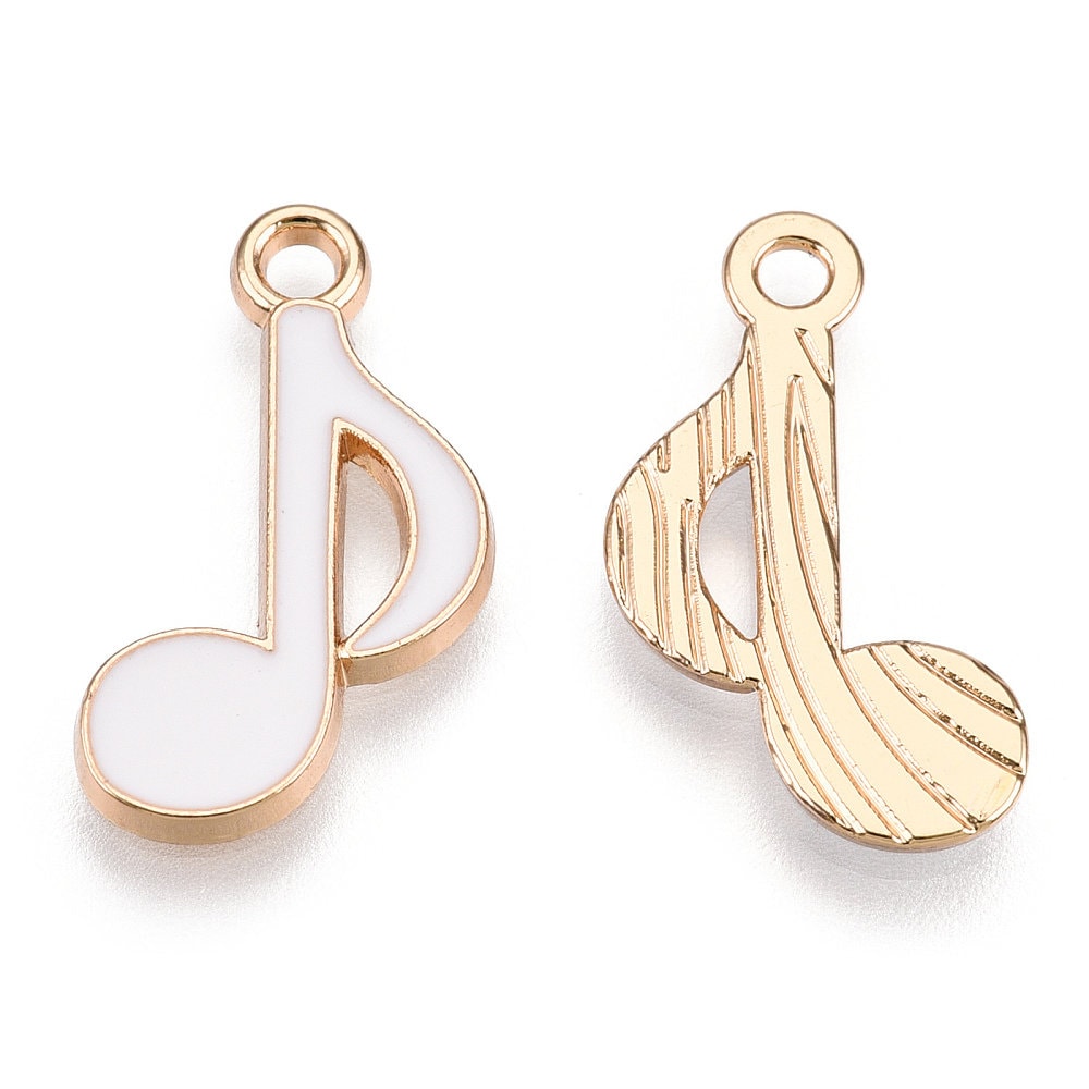 20MM x 12MM Music Note (Gold, Silver in Black, White or Pink) Enamel Charm