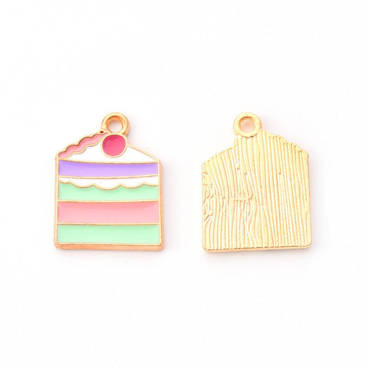 21MM x 16MM Pastel Cake Slice, Dessert Themed Enamel Charm