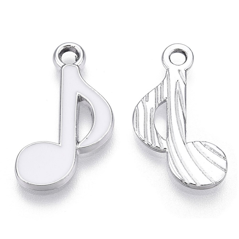 20MM x 12MM Music Note (Gold, Silver in Black, White or Pink) Enamel Charm