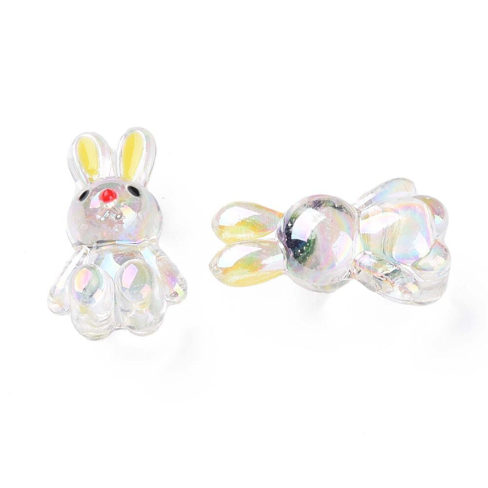 Chunky 25MM Clear/Pink Bunny Shaped Acrylic Spacer Beads