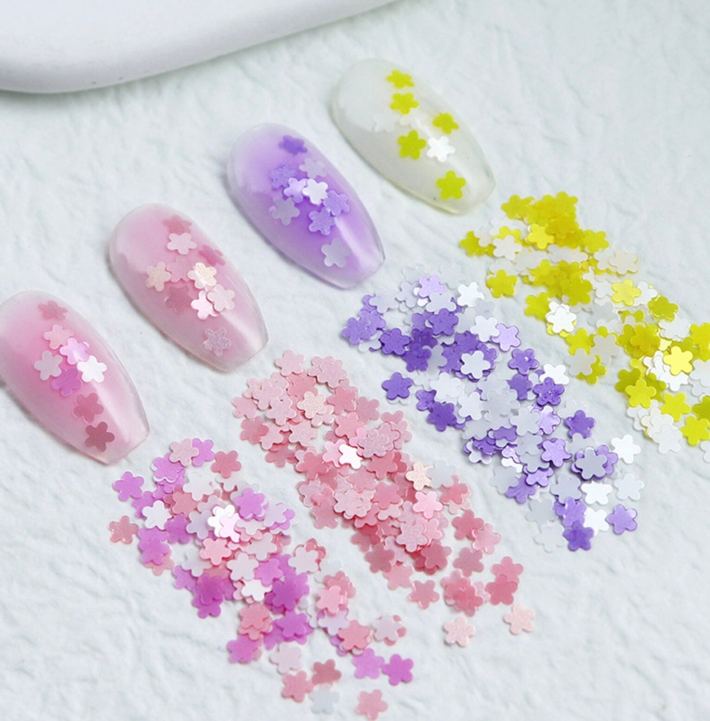 6 Color Mix 3MM Flower Glitter Flake Set for Nail Art, DIY