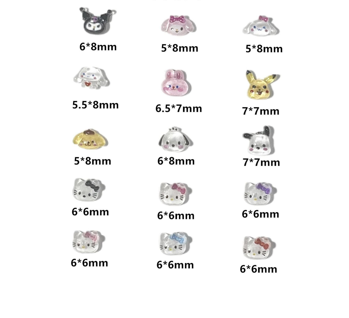 Cute Mixed Mini Cartoon Character Themed 3D Nail Art Charms, Mini Cabochon