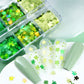 Green Lucky Clover, St Patricks Day Themed Glitter Flake Set