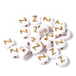 GOLD Letter A-Z Alphabet Individual Beads, White beads with Gold Letters (7MM)