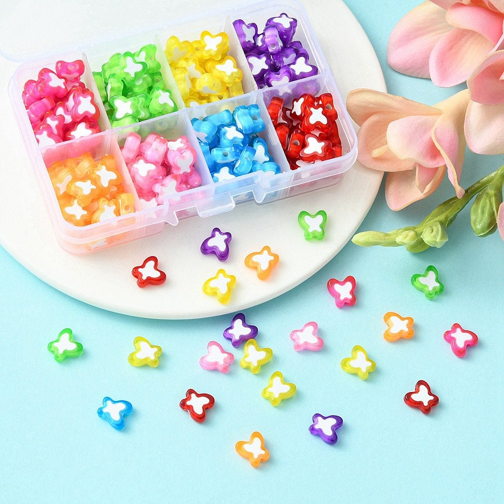 10MM Mix Color Acrylic Butterfly Bead Set (200 pcs, 25pc/color)