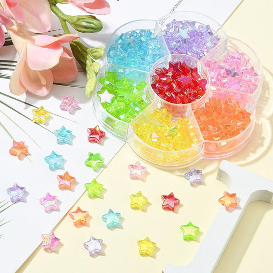 10MM Mixed Color AB Star Acrylic Bead Set (175 pcs, 25pc/color)