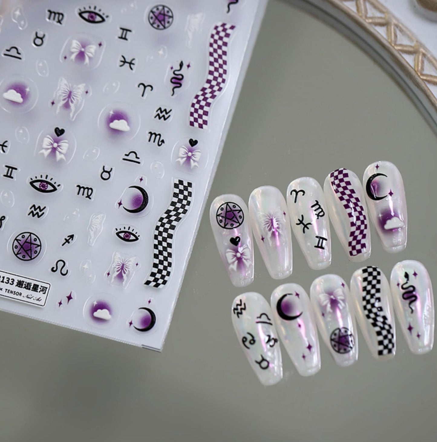Purple Astrological Themed Nail Art Stickers  (TS-3132, TS-3133)
