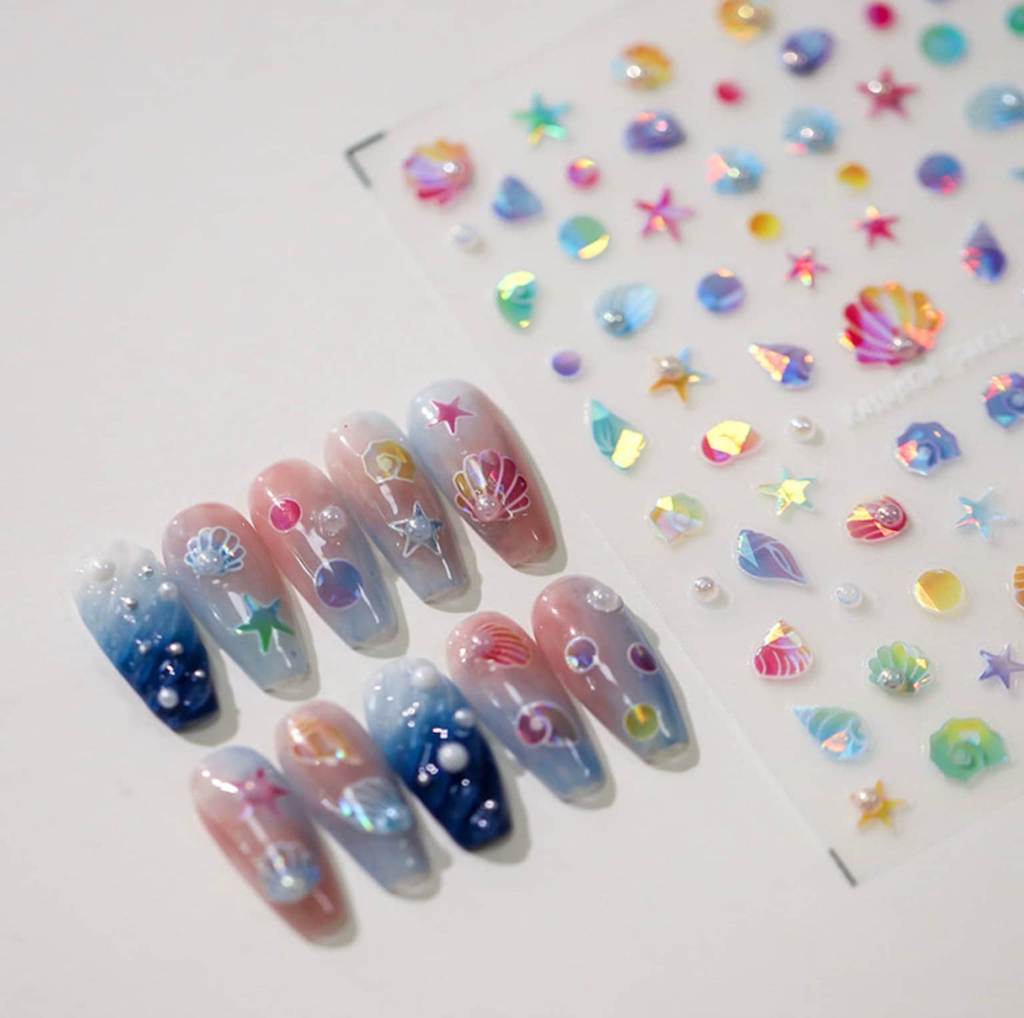 Rainbow Shells Themed Nail Art Stickers