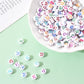 7MM White Flat Round Acrylic with Mixed Faces Beads